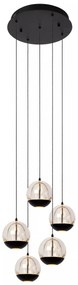 Φωτιστικό Κρεμαστό Lucide 13498-24-30 SENTUBAL Μαύρο Ματ (Black Mat)|Διάφανο (Transparent) 2700 K