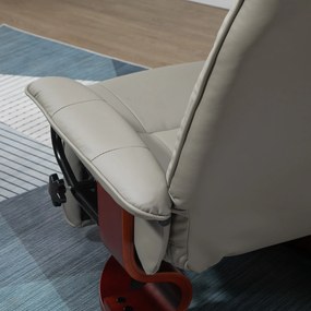 HOMCOM πολυθρόνα, πολυθρόνα τηλεόρασης, πολυθρόνα ανάκλισης, περιστρεφόμενη 360°, 145° κλίση, Τεχνητό δέρμα, Γκρι, 78 x 87 x 100 εκ.