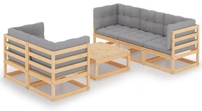 Σαλόνι Κήπου Σετ 6 Τεμαχίων από Μασίφ Ξύλο Πεύκου & Μαξιλάρια