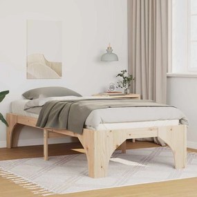 vidaXL Κρεβάτι δαπέδου Καφέ 90 x 200 cm Μασίφ ξύλο πεύκου