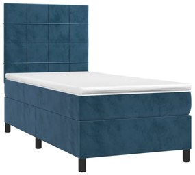 vidaXL Κρεβάτι Boxspring με Στρώμα Σκούρο Μπλε 80 x 200 εκ. Βελούδινο