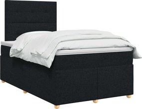 vidaXL Κρεβάτι box spring με στρώμα Μαύρο 120 x 190 cm Ύφασμα
