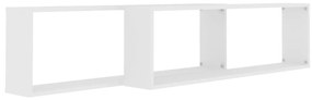 Ράφια Κύβοι Τοίχου 2 τεμ. Λευκά 100 x 15 x 30 εκ. Μοριοσανίδα - Λευκό