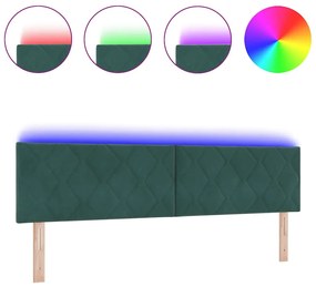 vidaXL LED κεφαλάρι Σκούρο Πράσινο 180 cm Τεχνητό Δέρμα