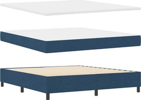 vidaXL LED Κρεβάτι με βάθρο με στρώμα Μπλε 180 x 200 cm ύφασμα