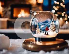 Intra Συλλεκτικό Ξύλινο Παζλ Plywood 4mm - Holiday Snow Globe με διακόσμηση σκιέρ Σε Ξύλινο Κουτί - Διαστάσεις: 10x10 cm – 25 κομμάτια