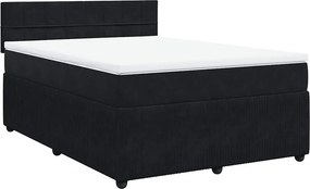 vidaXL Κρεβάτι Boxspring με Στρώμα Μαύρο 140x200 εκ. Βελούδινο