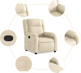 vidaXL Πολυθρόνα Ανακλινόμενη Κρεμ Υφασμάτινη