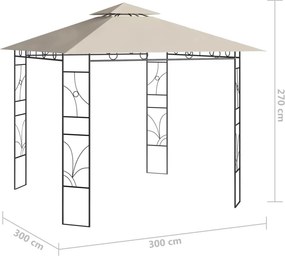 vidaXL Κιόσκι Κρεμ 3 x 3 x 2,7 μ. 160 γρ./μ²