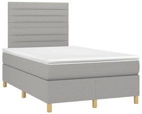 vidaXL Κρεβάτι Boxspring με Στρώμα & LED Αν.Γκρι 120x190εκ. Υφασμάτινο