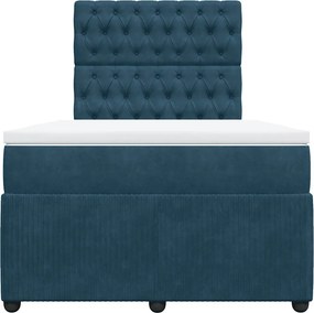 vidaXL Κρεβάτι Boxspring με Στρώμα Σκούρο Μπλε 120x190 εκ. Βελούδινο