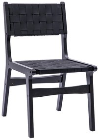 236-000009 Καρέκλα Ridley pakoworld ξύλο-pu μαύρο 48,5x61,0x87,0εκ RUBBER WOOD - PVC BLACK, 1 Τεμάχιο