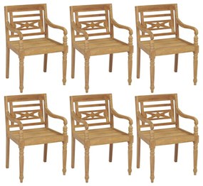 Καρέκλες Batavia 6 τεμ. από Μασίφ Ξύλο Teak