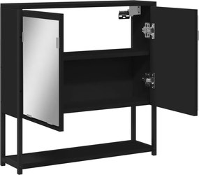 vidaXL Καθρέφτης Μπάνιου με Ντουλάπι Μαύρος 60x16x60 εκ. Επεξ. Ξύλο