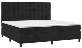 vidaXL Κρεβάτι Boxspring με Στρώμα Μαύρο 200x200 εκ. Βελούδινο