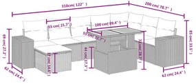vidaXL Σαλόνι Κήπου Σετ 9 τεμ. Μπεζ Συνθετικό Ρατάν με Μαξιλάρια