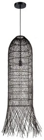 Κρεμαστό Φωτιστικό Οροφής Ε27 Φ27cm Rattan Πλέγμα Sunlight-VENTO-27-B-Μαύρο VENTO-27-B