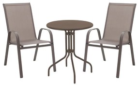 Τραπεζαρία Vergo-Calan pakoworld σετ 3τεμ καφέ μέταλλο Φ60x70εκ