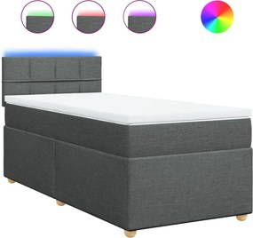 vidaXL Κρεβάτι Boxspring με Στρώμα Σκούρο Γκρι 80x200 εκ. Υφασμάτινο