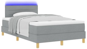 vidaXL Κρεβάτι με Στρώμα & LED Φωτεινό Γκρι 120x200 εκ Ύφασμα