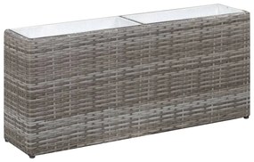 vidaXL Ζαρντινιέρα Υπερυψωμένη 2 Δοχεία Γκρι 90x20x40 εκ. Συνθ.Ρατάν