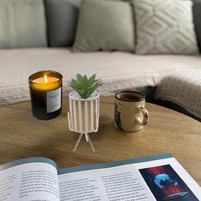 Τεχνητό Φυτό σε Κεραμικό Γλαστράκι και Χρυσή Βάση 8x24cm - Χρυσό