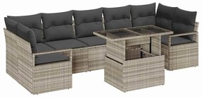 vidaXL Σετ Καναπέ Κήπου 8 pcs Ανοιχτό γκρι 100 x 55 x 73 εκ