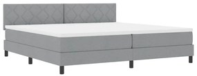 vidaXL Κρεβάτι box spring με στρώμα Ανοιχτό γκρι 200 x 200 cm ύφασμα