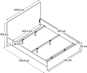 Κρεβάτι Troy Megapap χρώμα καρυδί 140x190εκ.