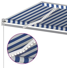 vidaXL Τέντα Συρόμενη Χειροκίνητη με LED Μπλε / Λευκό 500 x 350 εκ.