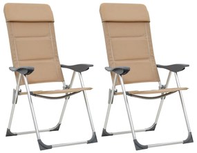 Καρέκλες Camping 2 τεμ. Κρεμ 58 x 69 x 111 εκ. από Αλουμίνιο - Κρεμ