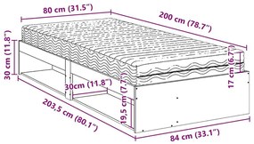 Καναπές Κρεβάτι με Στρώμα Λευκό 80x200 εκ. Μασίφ Ξύλο Πεύκου - Λευκό