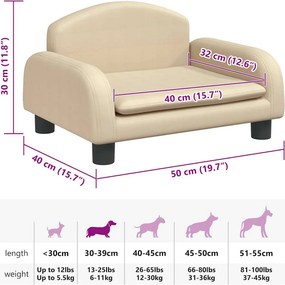 vidaXL Κρεβάτι Σκύλου Κρεμ 50 x 40 x 30 εκ. Υφασμάτινο