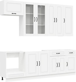 vidaXL Μονάδα κουζίνας KALMAR 8 pcs Λευκό Επεξεργασμένο Ξύλο