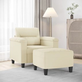 vidaXL Πολυθρόνα Κρεμ 60 εκ. Συνθετικό δέρμα με Υποπόδιο