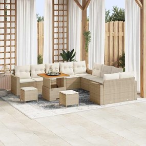 vidaXL Σετ Καναπέ Κήπου 13 pcs Μπεζ συνθετικό ρατάν