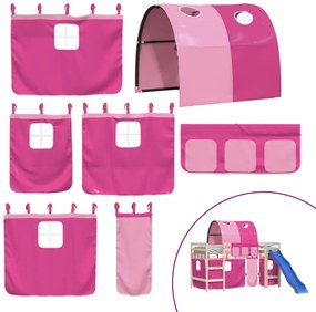 vidaXL Κουρτίνες για Κρεβάτι Κουκέτα με Τούνελ Ροζ από Πολυεστέρα