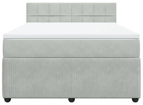 vidaXL Κρεβάτι Boxspring με Στρώμα Ανοιχτό Γκρι 160x200 εκ. Βελούδινο