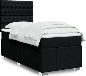 vidaXL Κρεβάτι Boxspring με Στρώμα Μαύρο 80 x 200 εκ. Υφασμάτινο