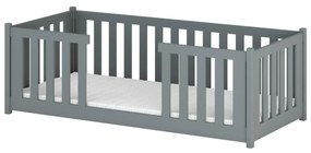 Kρεβάτι Montessori Fero με Κάγκελα 47,5cm από μασίφ ξύλο Grey  90×200cm (Δώρο 10% Έκπτωση στο Στρώμα)