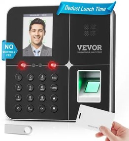 VEVOR Time Clock Biometric Clock 100000 Records Employee Attendance Machine