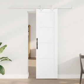 vidaXL Συρόμενη Πόρτα  με Σετ Αξεσουάρ Λευκή 61x198.5 εκ. Στέρεου Ξύλου Πεύκου