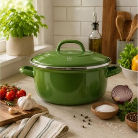 ΚΑΤΣΑΡΌΛΕΣ BK, DUTCH DUTCH OVEN WITH LID 22CM GREEN, ENAMELED