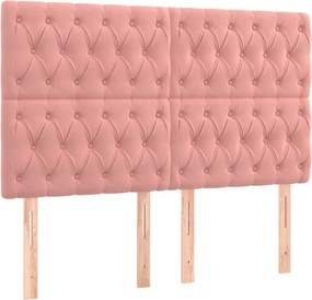 vidaXL Κρεβάτι Boxspring με Στρώμα &amp; LED Ροζ 160x200 εκ. Βελούδινο