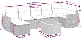 Σαλόνι Κήπου Σετ 8 Τεμαχίων Γκρι Συνθετικό Ρατάν με Μαξιλάρια - Γκρι