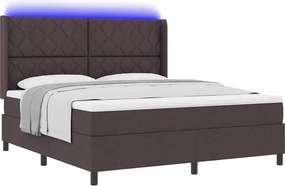 vidaXL LED Κρεβάτι με βάθρο Σκούρο Καφέ 180 x 200 cm ύφασμα