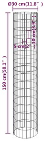 vidaXL Συρματοκιβώτιο-Γλάστρα Στύλος Κυκλική Ø30x150 εκ. Γαλβ. Χάλυβας