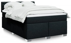 vidaXL Κρεβάτι Boxspring με Στρώμα Μαύρο 140x190 εκ. Υφασμάτινο