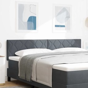 vidaXL LED Κεφαλάρι με Σχέδιο Διαμαντένιων Μπλοκ σε Σκούρο Γκρι, 180 cm, Βελούδο