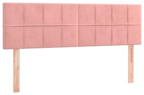 vidaXL Κρεβάτι Boxspring με Στρώμα &amp; LED Ροζ 140x190 εκ. Βελούδινο